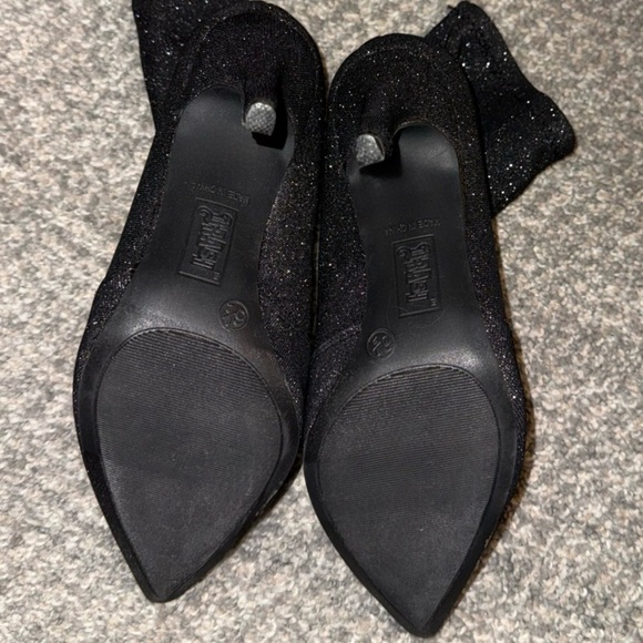 Brash Spicy Sparkle sock booties in black with a pointed toe and stiletto heel - Picture 9 of 11